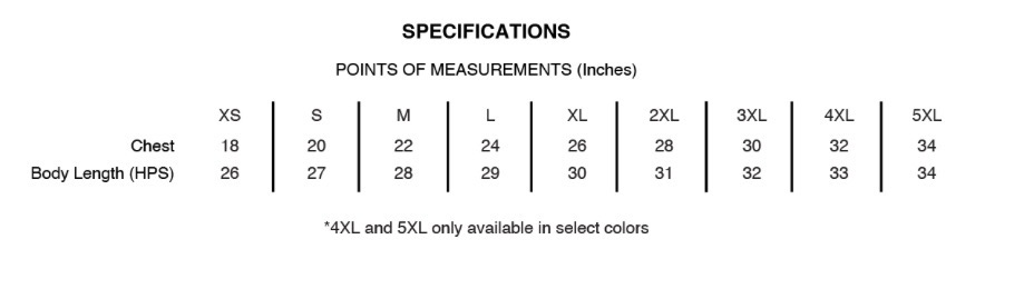 Hoodies size chart